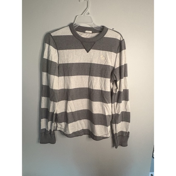 Y2K Abercrombie LS striped Gray Shirt Size Medium 100% Cotton - Picture 5 of 7